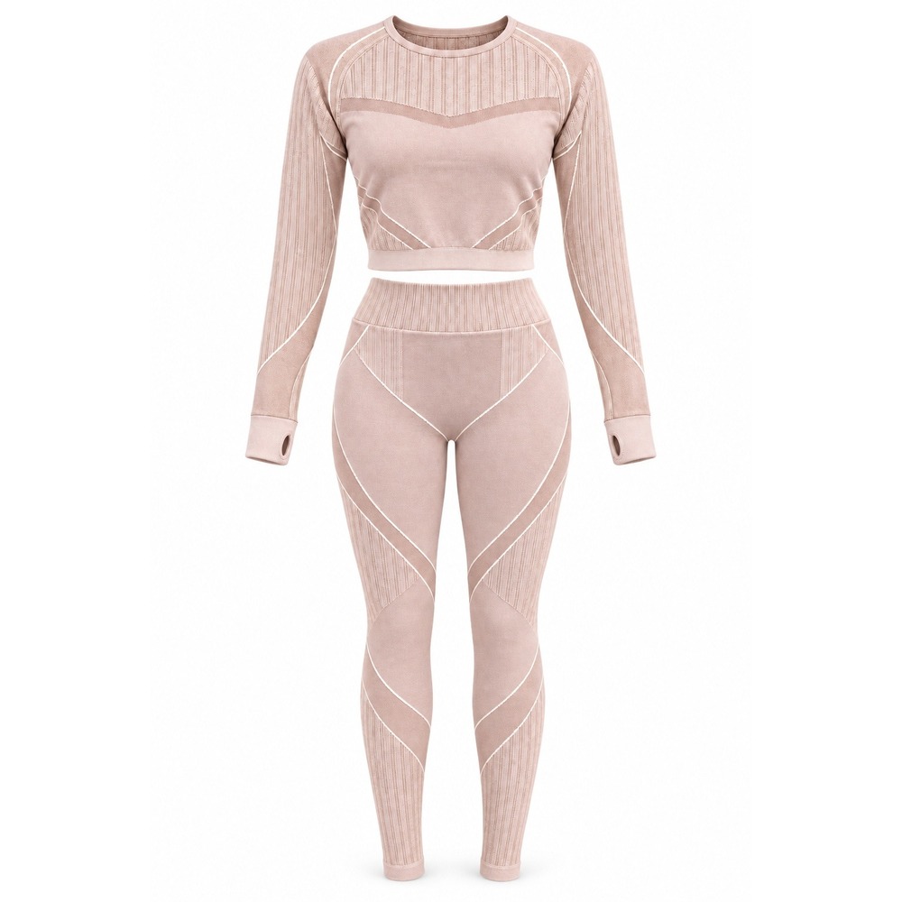 NWT Soho Apparel Blush Pink Ribbed 2-Piece Crop Top & Leggings Set